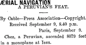 ÆRIAL NAVIGATION. (Taranaki Daily News 10-9-1910)