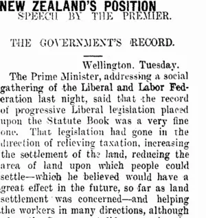 NEW ZEALAND'S POSITION (Taranaki Daily News 5-10-1910)