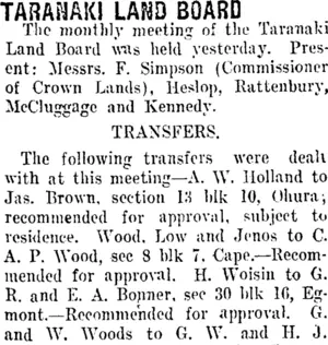 TARANAKI LANS BOARD (Taranaki Daily News 19-10-1910)