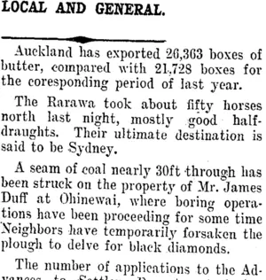 LOCAL AND GENERAL. (Taranaki Daily News 1-11-1910)