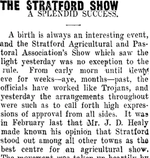 THE STRATFORD SHOW (Taranaki Daily News 8-12-1910)