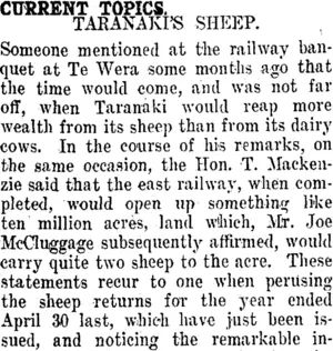 CURRENT TOPICS. (Taranaki Daily News 20-12-1910)