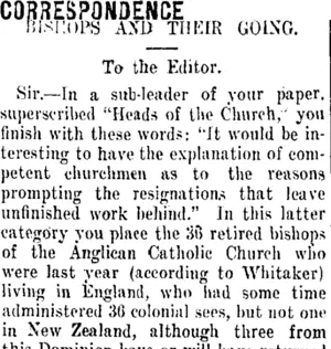 CORRESPONDENCE (Taranaki Daily News 15-2-1911)