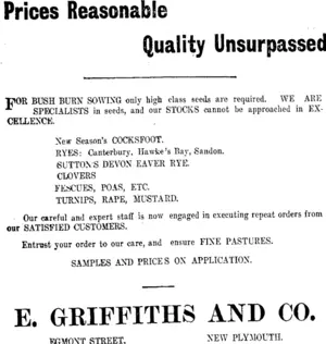 Page 7 Advertisements Column 1 (Taranaki Daily News 10-2-1911)