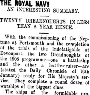 THE ROYAL NAVY (Taranaki Daily News 1-4-1911)