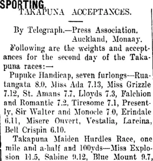 SPORTING. (Taranaki Daily News 23-5-1911)