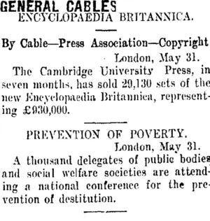 GENERAL CABLES. (Taranaki Daily News 2-6-1911)
