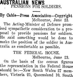 AUSTRALIAN NEWS (Taranaki Daily News 24-6-1911)