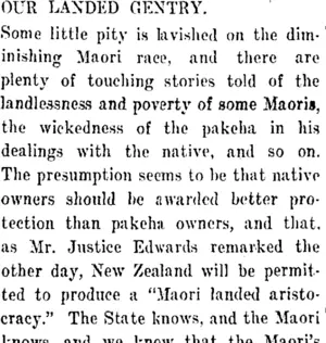 OUR LANDED GENTRY. (Taranaki Daily News 17-8-1911)