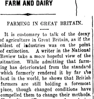 FARM AND DAIRY (Taranaki Daily News 21-8-1911)
