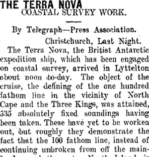 THE TERRA NOVA. (Taranaki Daily News 9-10-1911)