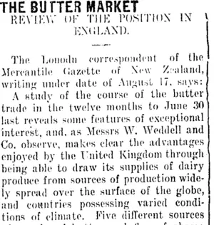 THE BUTTER MARKET. (Taranaki Daily News 3-10-1911)