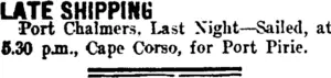 LATE SHIPPING (Taranaki Daily News 27-10-1911)