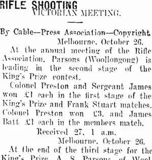 RIFLE SHOOTING (Taranaki Daily News 27-10-1911)