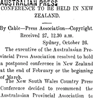AUSTRALIAN PRESS. (Taranaki Daily News 27-10-1911)