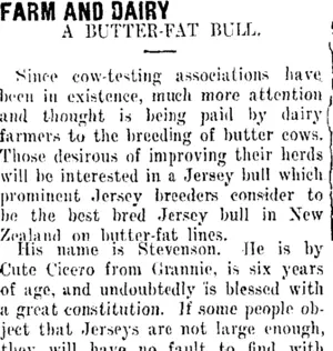 FARM AND DAIRY (Taranaki Daily News 27-10-1911)