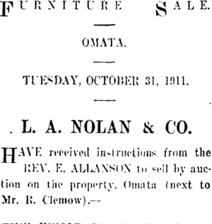 Page 1 Advertisements Column 2 (Taranaki Daily News 30-10-1911)