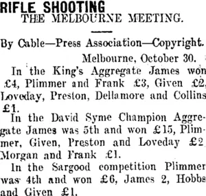 RIFLE SHOOTING (Taranaki Daily News 31-10-1911)