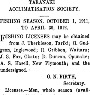 Page 8 Advertisements Column 2 (Taranaki Daily News 31-10-1911)