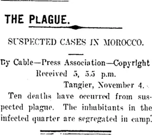 THE PLAGUE. (Taranaki Daily News 6-11-1911)