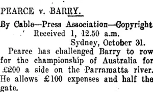 PEARCE v. BARRY. (Taranaki Daily News 1-11-1911)