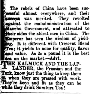 Page 4 Advertisements Column 1 (Taranaki Daily News 15-11-1911)