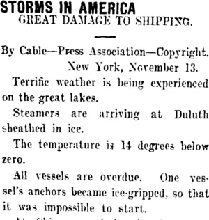 STORMS IN AMERICA. (Taranaki Daily News 15-11-1911)