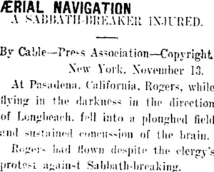 ÆRIAL NAVIGATION. (Taranaki Daily News 15-11-1911)