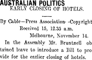 AUSTRALIAN POLITICS (Taranaki Daily News 15-11-1911)