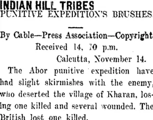 INDIAN HILL TRIBES. (Taranaki Daily News 15-11-1911)