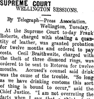 SUPREME COURT. (Taranaki Daily News 15-11-1911)