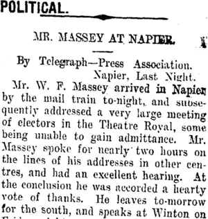POLITICAL. (Taranaki Daily News 15-11-1911)