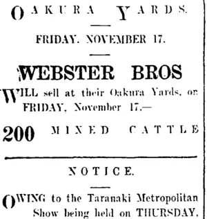 Page 1 Advertisements Column 1 (Taranaki Daily News 16-11-1911)