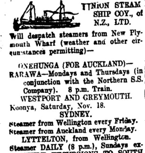 Page 2 Advertisements Column 1 (Taranaki Daily News 16-11-1911)