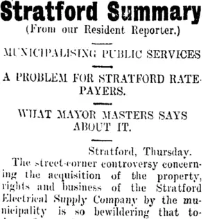 Stratford Summary (Taranaki Daily News 17-11-1911)