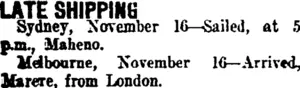 LATE SHIPPING (Taranaki Daily News 17-11-1911)
