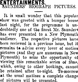ENTERTAINMENTS. (Taranaki Daily News 17-11-1911)