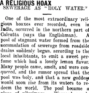 A RELIGIOUS HOAX. (Taranaki Daily News 17-11-1911)