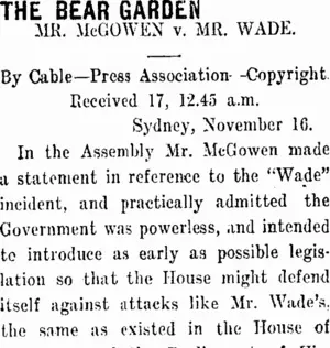 THE BEAR GARDEN. (Taranaki Daily News 17-11-1911)