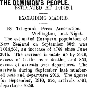 THE DOMINION'S PEOPLE. (Taranaki Daily News 17-11-1911)