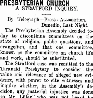 PRESBYTERIAN CHURCH (Taranaki Daily News 17-11-1911)