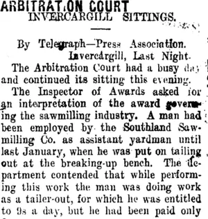 ARBITRATION COURT. (Taranaki Daily News 17-11-1911)
