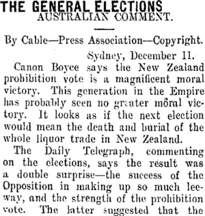 THE GENERAL ELECTIONS. (Taranaki Daily News 12-12-1911)