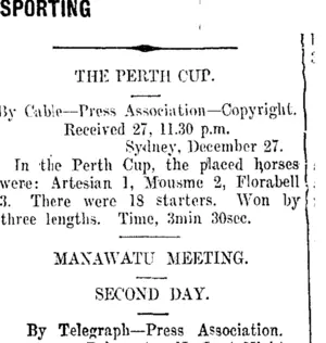 SPORTING (Taranaki Daily News 28-12-1911)