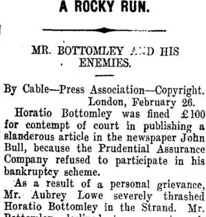 A ROCKY RUN. (Taranaki Daily News 28-2-1912)
