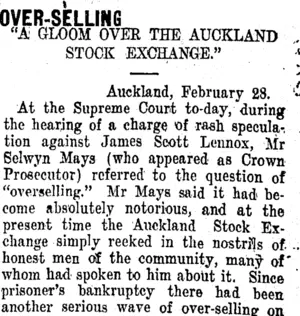 OVER-SELLING. (Taranaki Daily News 2-3-1912)