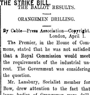 THE STRIKE BILL. (Taranaki Daily News 3-4-1912)