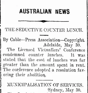 AUSTRALIAN NEWS (Taranaki Daily News 31-5-1912)