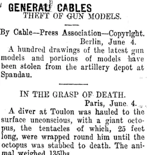 GENERAL CABLES. (Taranaki Daily News 6-6-1912)