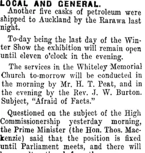 LOCAL AND GENERAL. (Taranaki Daily News 8-6-1912)
